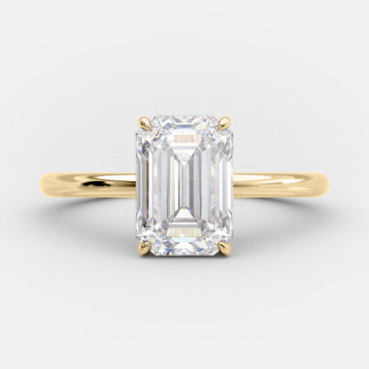 3.17 CT Emerald Hidden Halo Moissanite Engagement Ring