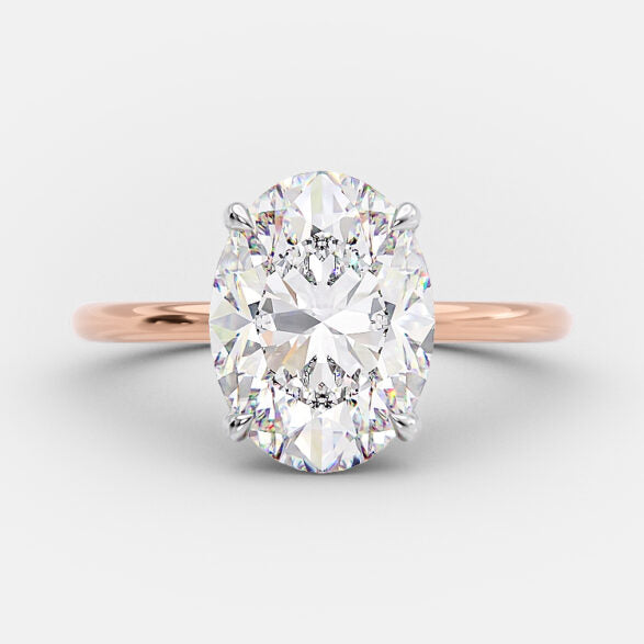 2.72 CT Oval Hidden Halo Moissanite Engagement Ring