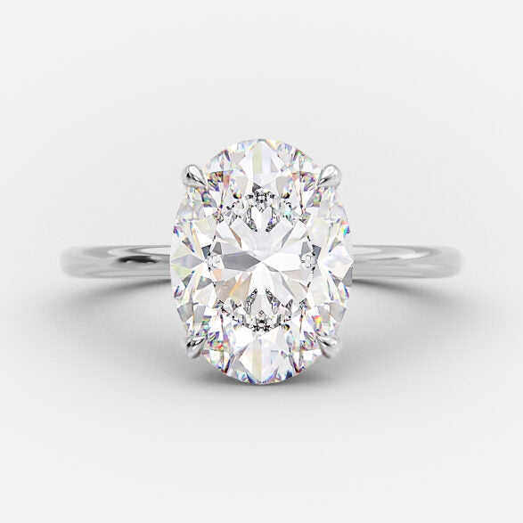 2.72 CT Oval Hidden Halo Moissanite Engagement Ring