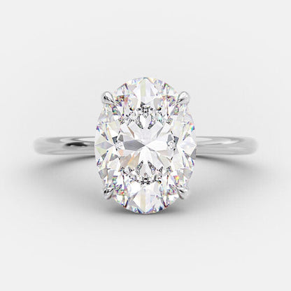 2.72 CT Oval Hidden Halo Moissanite Engagement Ring