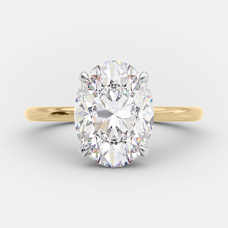 2.72 CT Oval Hidden Halo Moissanite Engagement Ring