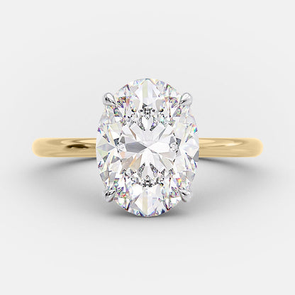 2.72 CT Oval Hidden Halo Moissanite Engagement Ring