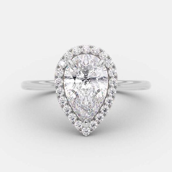 2.5 CT Pear Halo Moissanite Engagement Ring