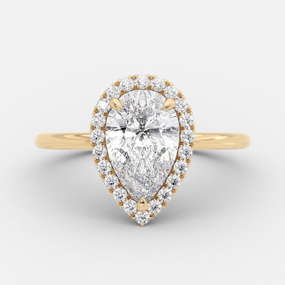 2.5 CT Pear Halo Moissanite Engagement Ring