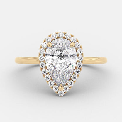 2.5 CT Pear Halo Moissanite Engagement Ring