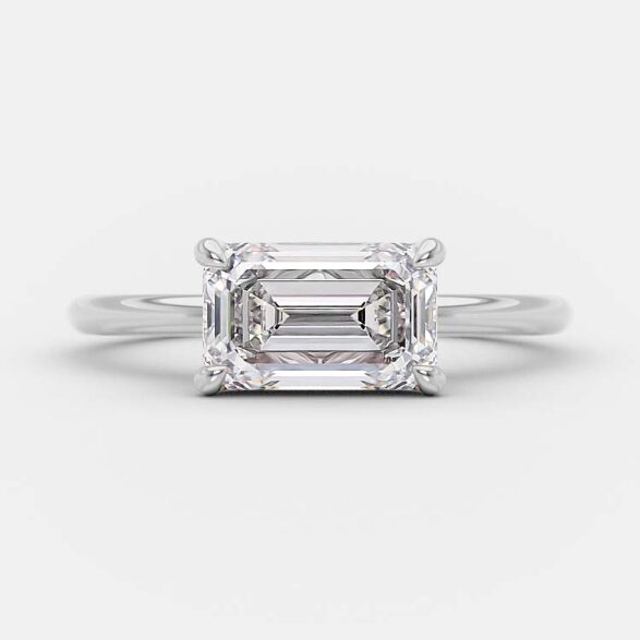 1.5 CT East West Emerald Solitaire Moissanite Engagement Ring