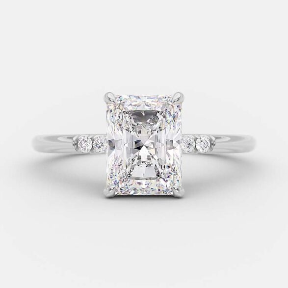 2.43 CT Radiant Pave Moissanite Engagement Ring