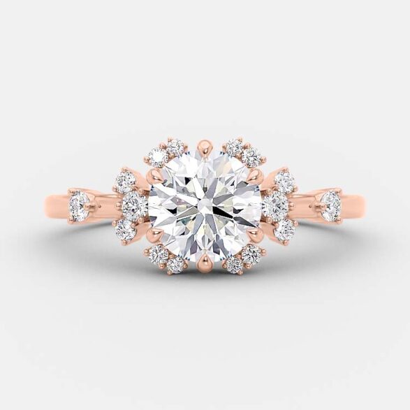 1 CT Round Cluster Moissanite Engagement Ring