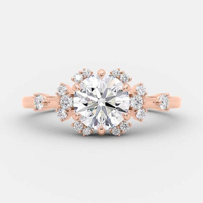 1 CT Round Cluster Moissanite Engagement Ring