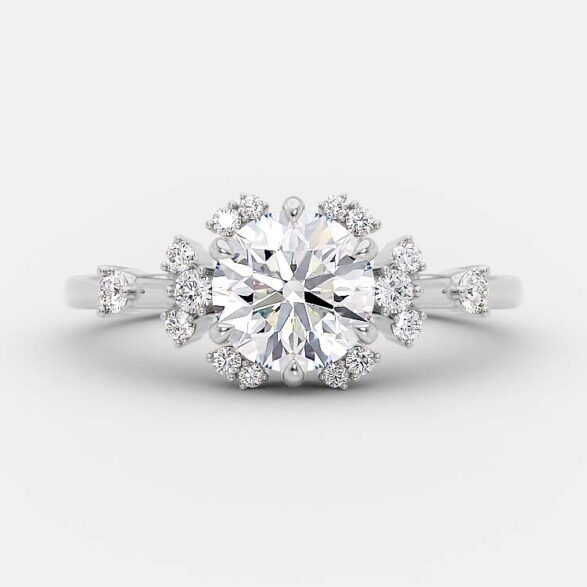 1 CT Round Cluster Moissanite Engagement Ring