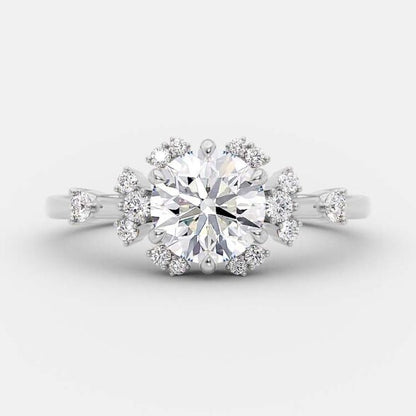 1 CT Round Cluster Moissanite Engagement Ring