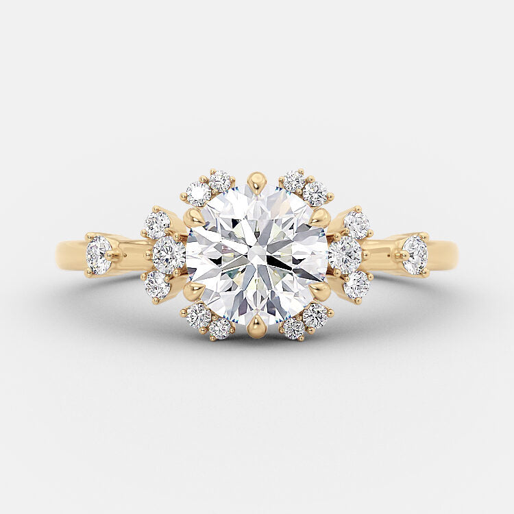 1 CT Round Cluster Moissanite Engagement Ring