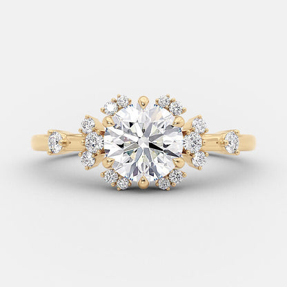 1 CT Round Cluster Moissanite Engagement Ring
