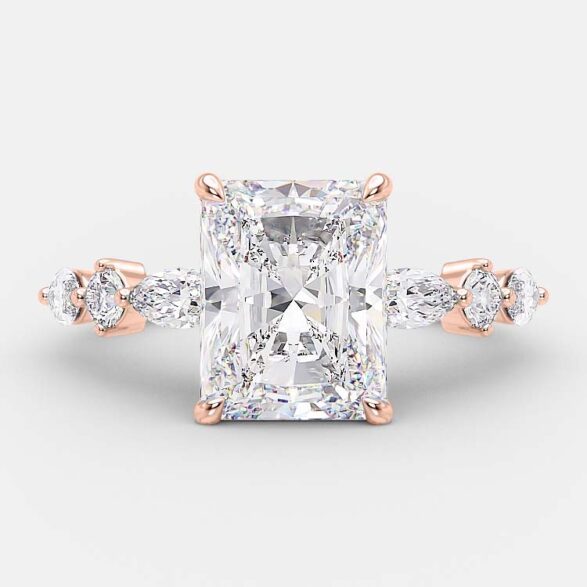 2.43 CT Radiant Pave Moissanite Engagement Ring