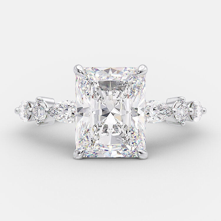 2.43 CT Radiant Pave Moissanite Engagement Ring
