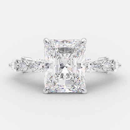 2.43 CT Radiant Pave Moissanite Engagement Ring