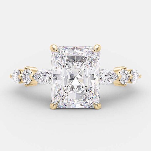 2.43 CT Radiant Pave Moissanite Engagement Ring