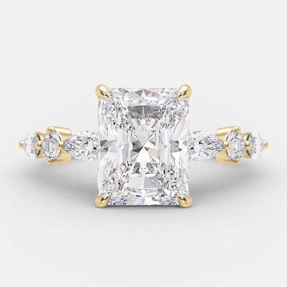 2.43 CT Radiant Pave Moissanite Engagement Ring