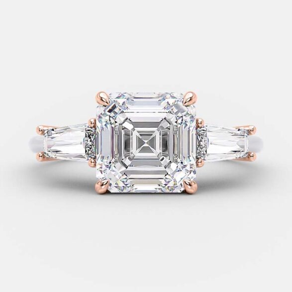 2.03 CT Asscher Hidden Halo Moissanite Engagement Ring