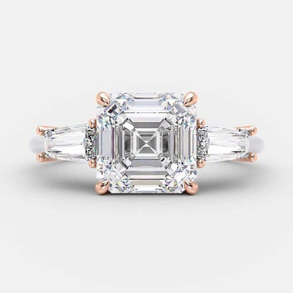 2.03 CT Asscher Hidden Halo Moissanite Engagement Ring