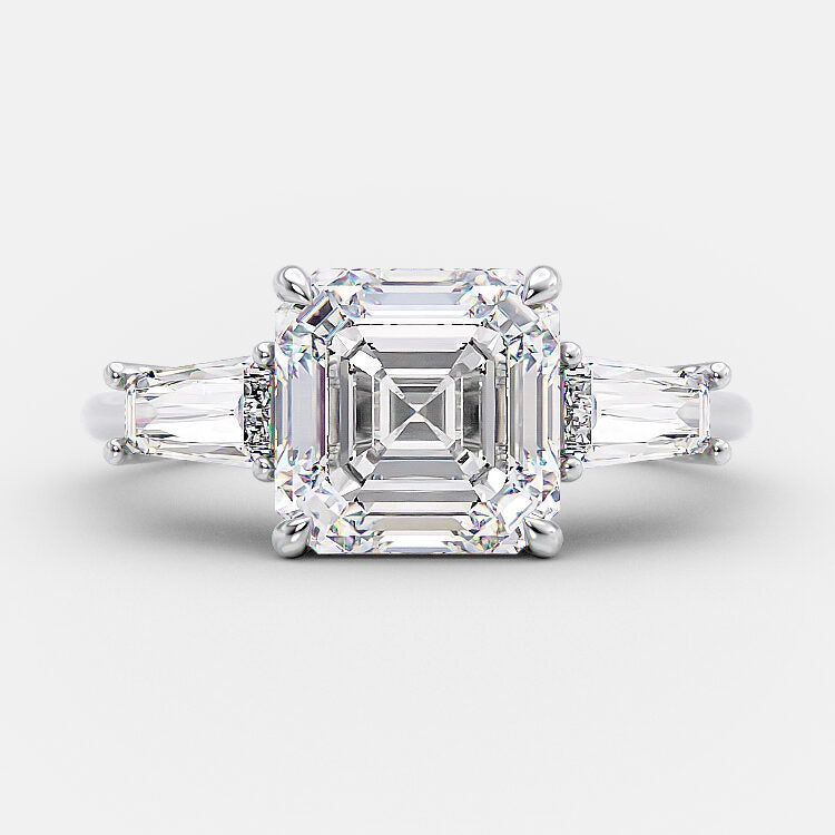 2.03 CT Asscher Hidden Halo Moissanite Engagement Ring