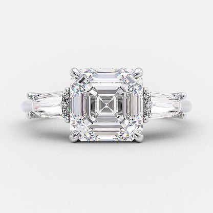 2.03 CT Asscher Hidden Halo Moissanite Engagement Ring