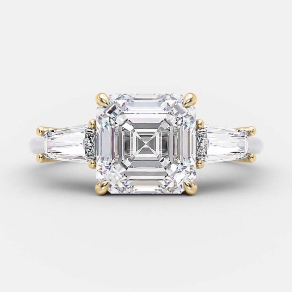 2.03 CT Asscher Hidden Halo Moissanite Engagement Ring