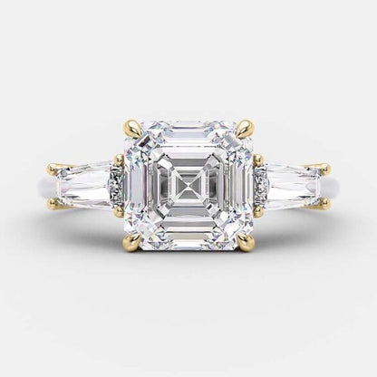 2.03 CT Asscher Hidden Halo Moissanite Engagement Ring