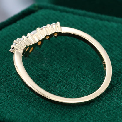 0.27 TCW Pear, Marquise & Round Curved Moissanite Wedding Band
