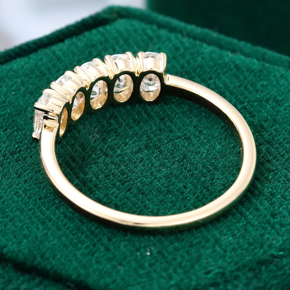 1.29 TCW Oval Five Stone Moissanite Wedding Band