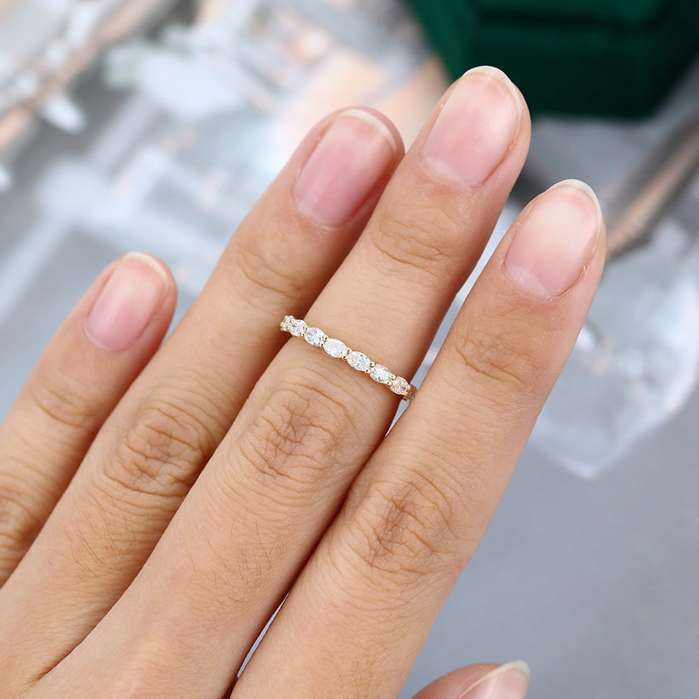 0.8 TCW Oval Full Eternity Moissanite Wedding Band