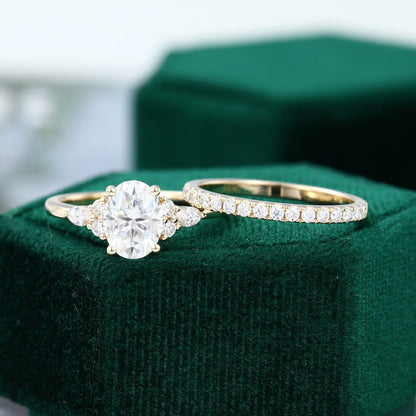 1.33 CT Oval Cluster Moissanite Bridal Set