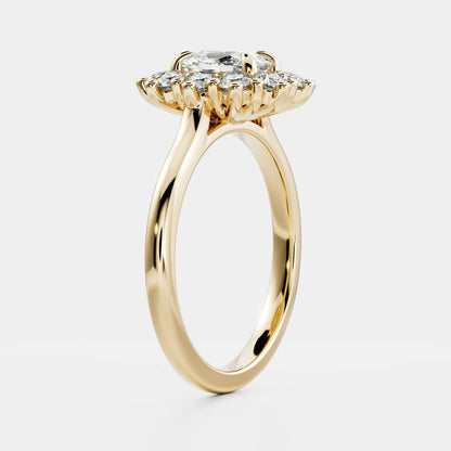 1 CT Elongated Cushion Halo Moissanite Engagement Ring