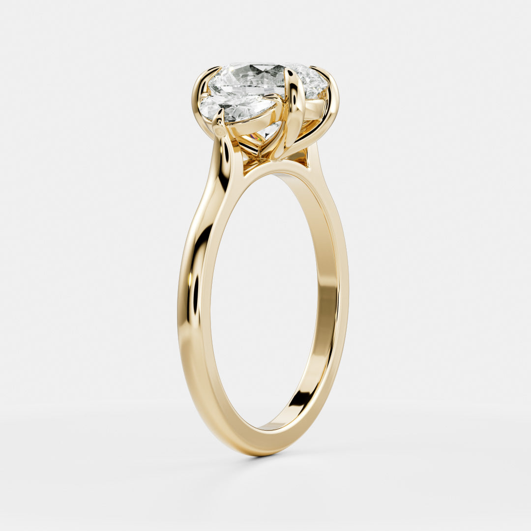 1 CT Oval Three Stone Moissanite Engagement Ring