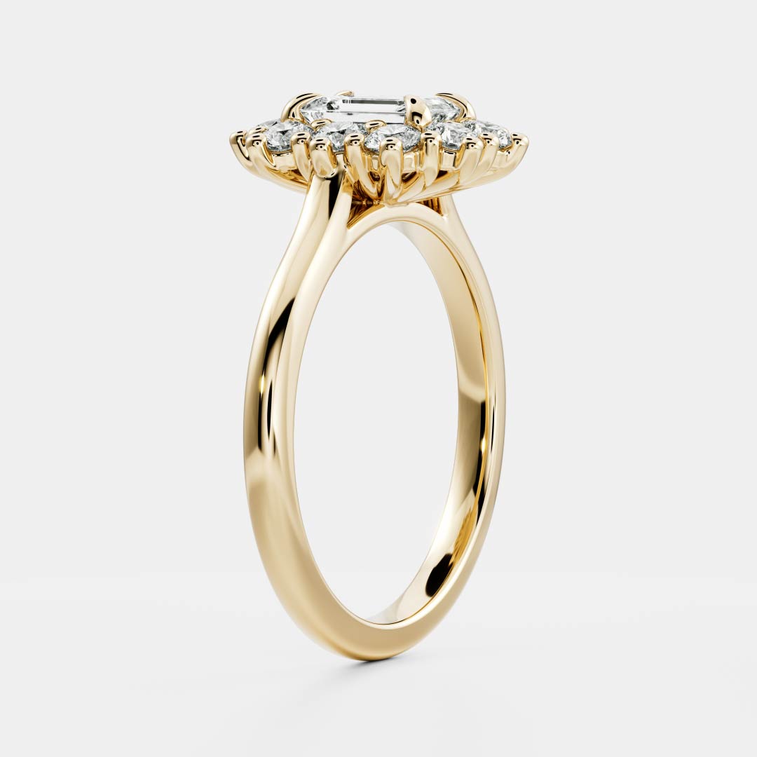 1.5 CT Emerald Halo Moissanite Engagement Ring