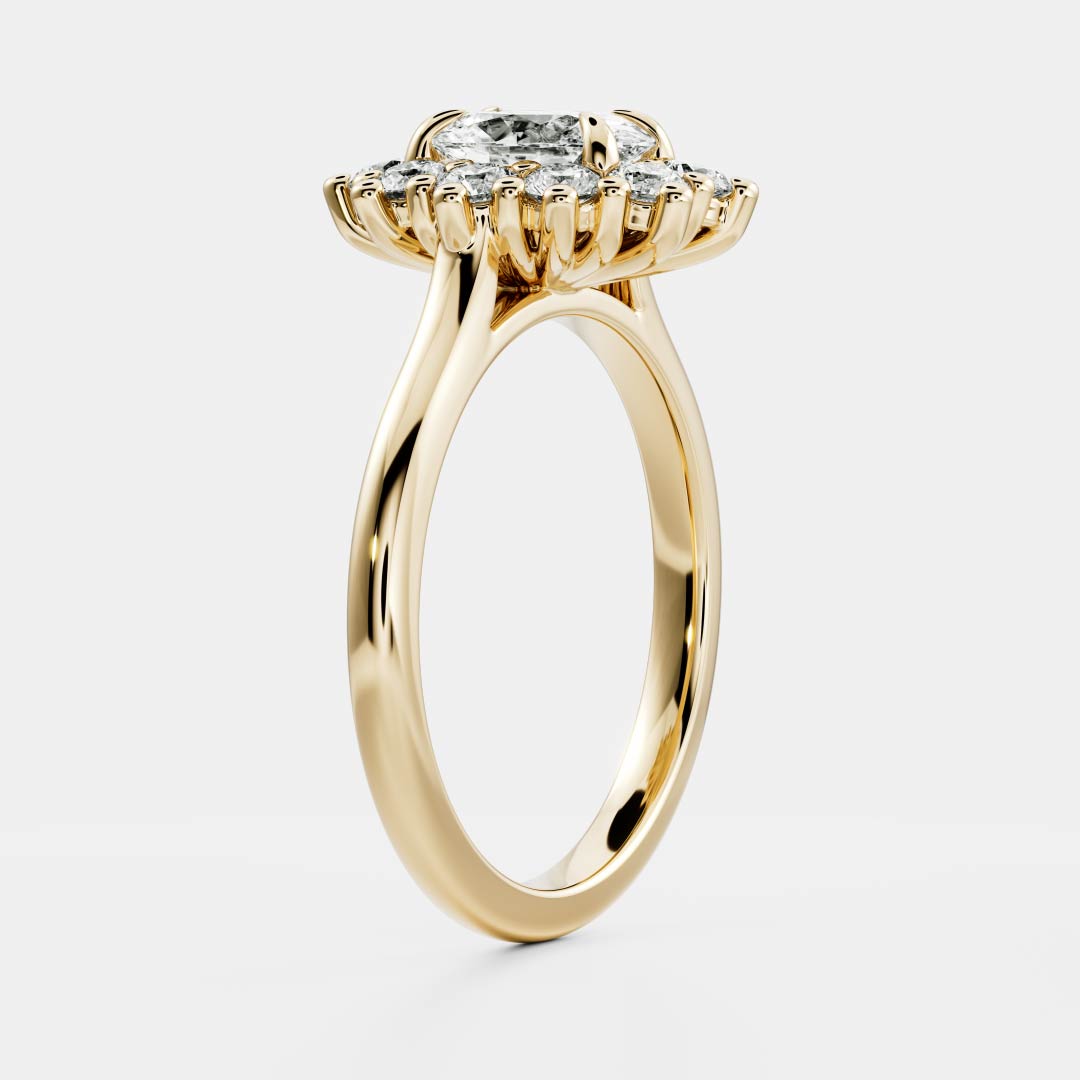 1 CT Oval Halo Moissanite Engagement Ring