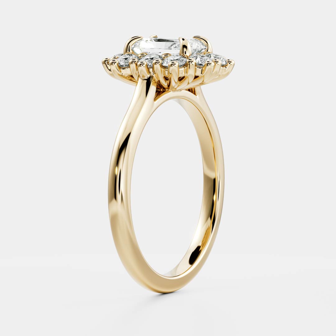 1.5 CT Radiant Halo Moissanite Engagement Ring
