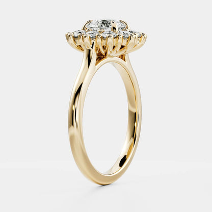 0.5 CT Round Halo Moissanite Engagement Ring