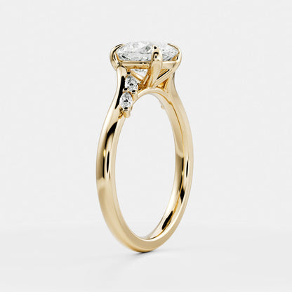 1.5 CT Elongated Cushion Cluster Moissanite Engagement Ring