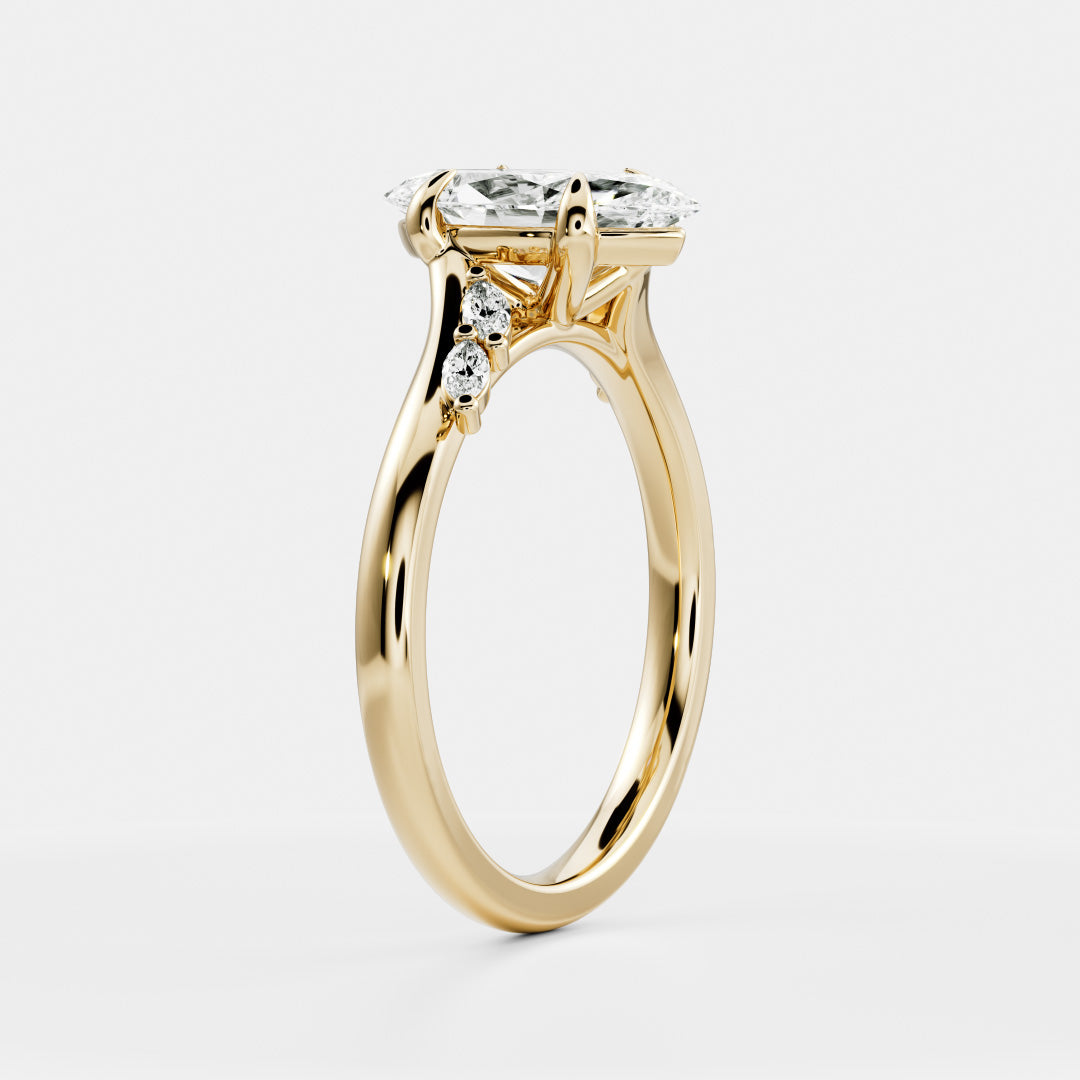 2 CT Marquise Cluster Moissanite Engagement Ring