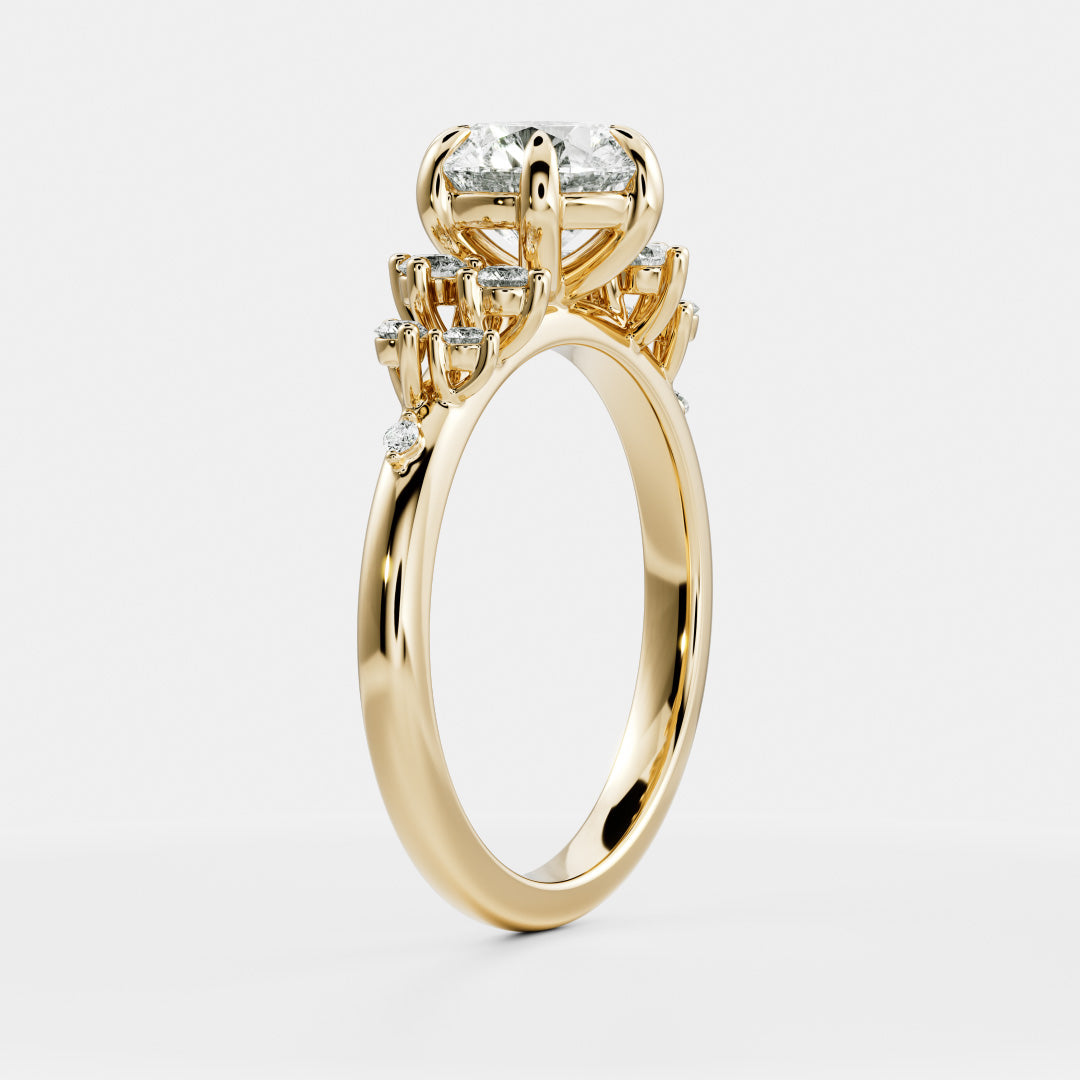 2 CT Round Cluster Moissanite Engagement Ring