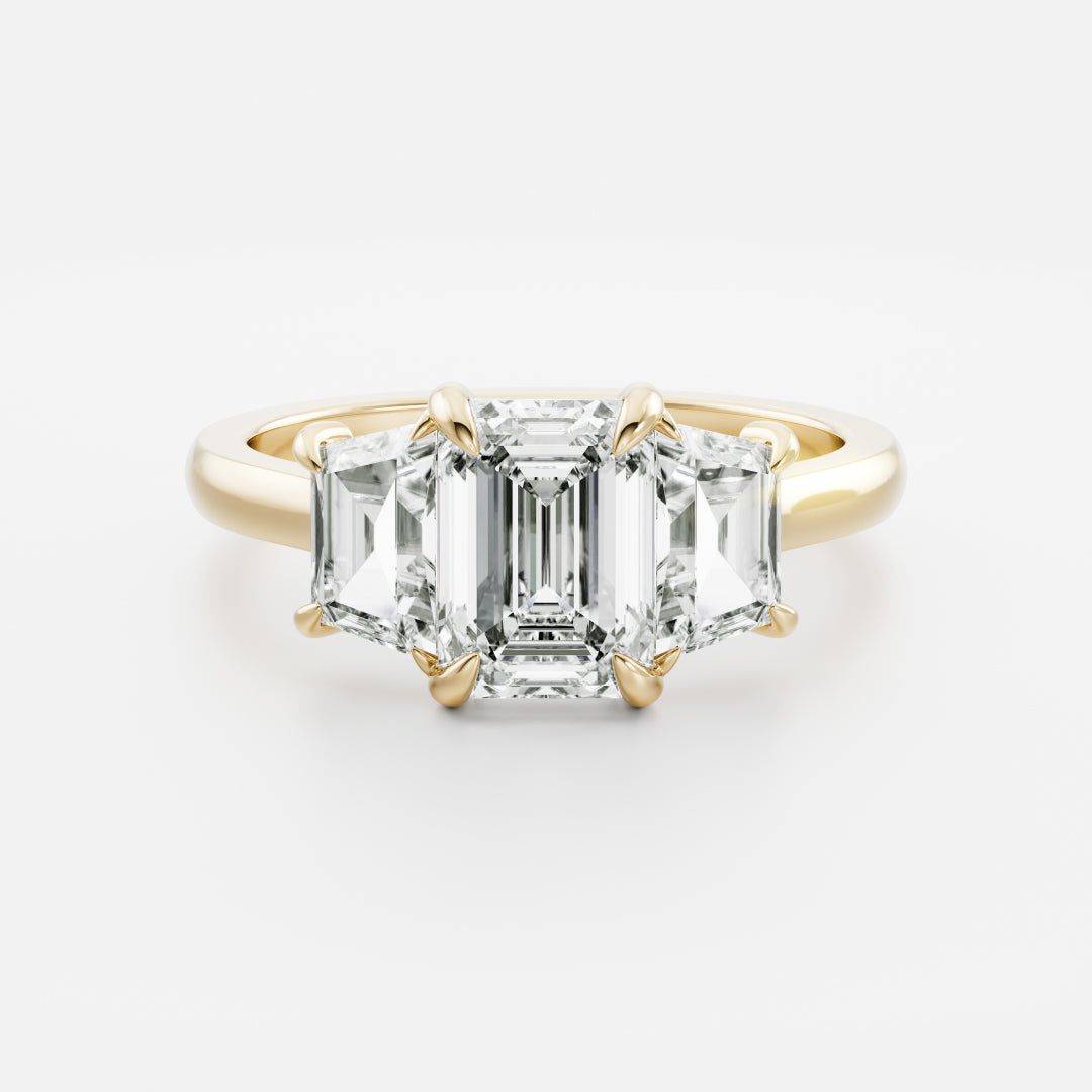 1.5 CT Emerald Three Stone Moissanite Engagement Ring
