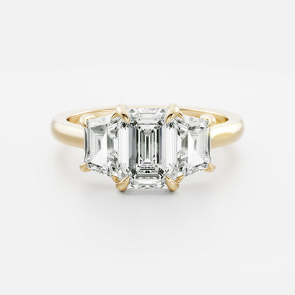 1.5 CT Emerald Three Stone Moissanite Engagement Ring