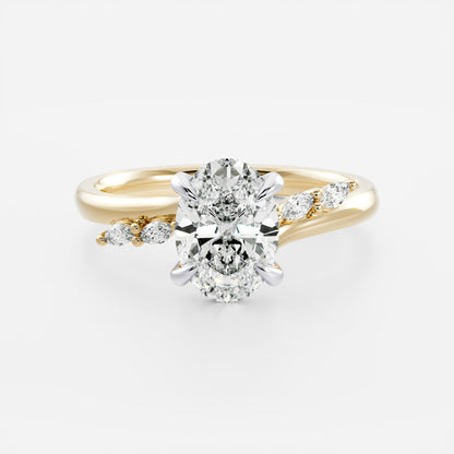 1 CT Oval Cluster Moissanite Engagement Ring
