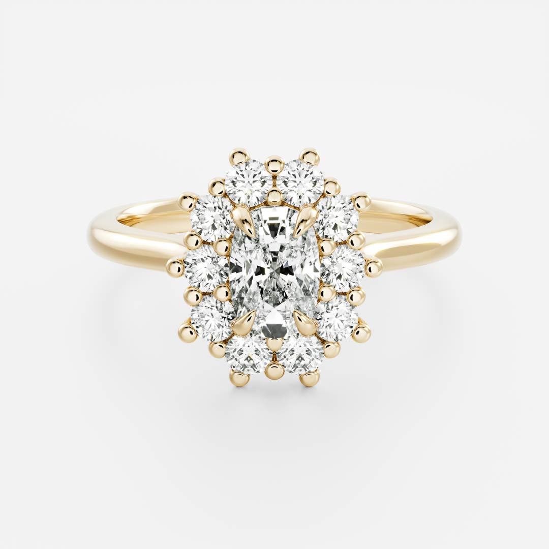 1 CT Elongated Cushion Halo Moissanite Engagement Ring