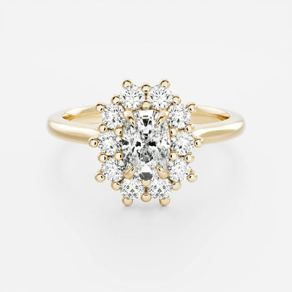 1 CT Elongated Cushion Halo Moissanite Engagement Ring