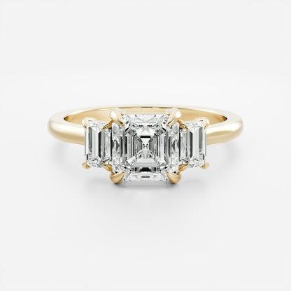 2 CT Asscher Three Stone Moissanite Engagement Ring