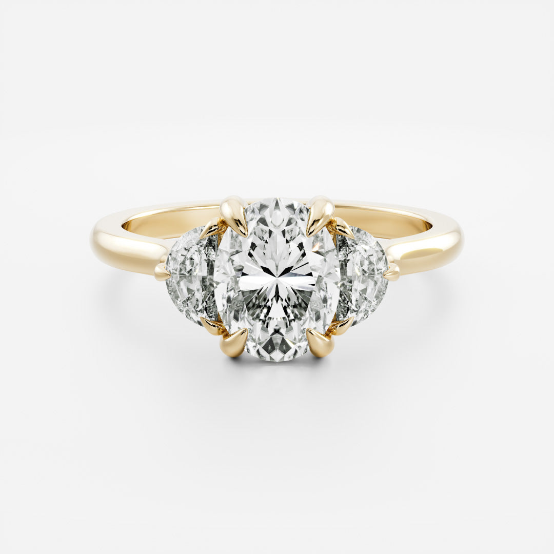 1 CT Oval Three Stone Moissanite Engagement Ring