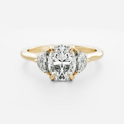1 CT Oval Three Stone Moissanite Engagement Ring