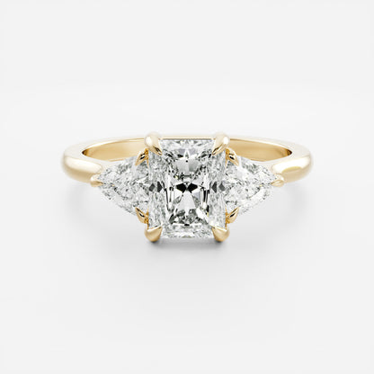 2 CT Radiant Three Stone Moissanite Engagement Ring